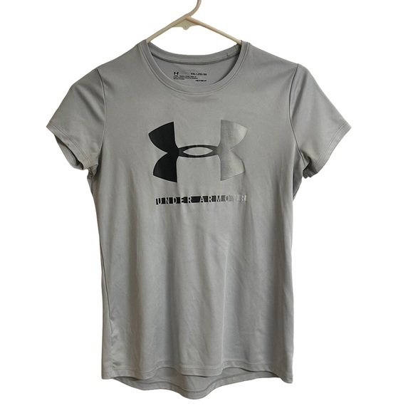 Under Armour Other - Under Armour Heatgear Youth Light Gray Short Sleeve Tee with Logo Size YXL
